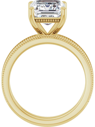 Sužadėtuvių Žiedas „Solitaire Milgrain“ 14k yellow gold Emerald 10mm x 8mm (7)