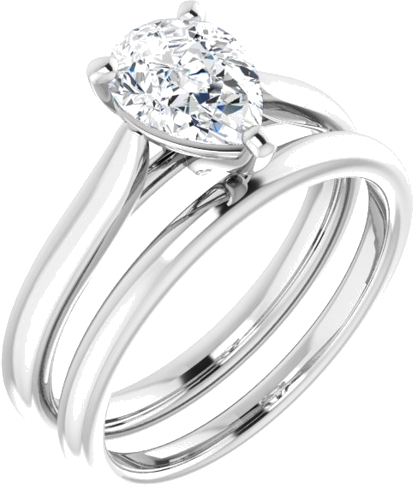 Sužadėtuvių Žiedas „Solitaire“ 585 Baltojo Aukso Pear Shape 8mm x 6mm (6)