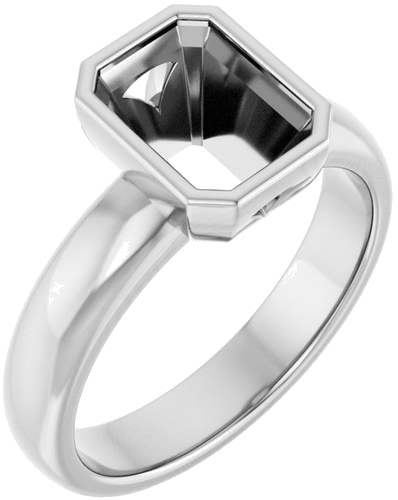 Sužadėtuvių Žiedas „Bezel-Set Solitaire“ 14k white gold Emerald 8mm x 6mm (1)