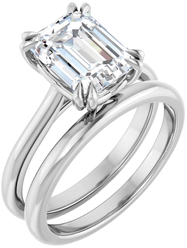 Sužadėtuvių Žiedas „Double Claw-Prong“ 14k white gold Emerald 9mm x 7mm (6)