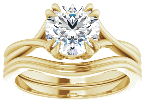 Sužadėtuvių Žiedas „Double Claw-Prong Solitaire Criss-Cross“ 14k yellow gold Round 7.4mm (8)