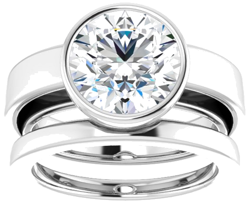 Sužadėtuvių Žiedas „Bezel-Set Solitaire“ 14k white gold Round 9.4mm (8)
