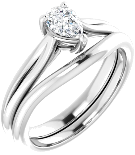 Sužadėtuvių Žiedas „Solitaire“ 14k white gold Pear 6mm x 4mm (6)