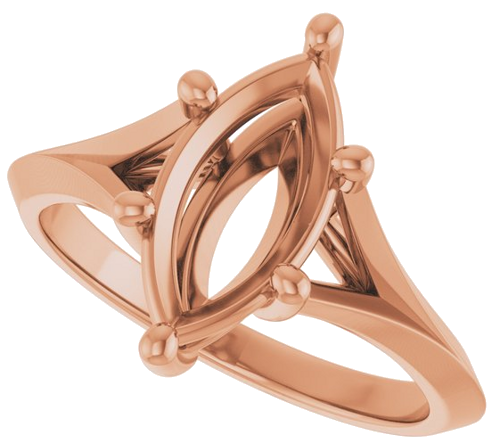 14K Rose 12x6 mm Marquise Solitaire Engagement Ring Mounting (5)