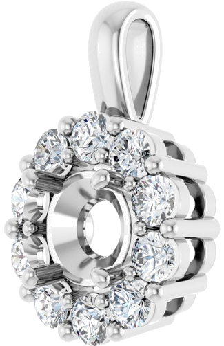 Pakabukas „Halo-Style“ 585 Baltojo Aukso Round 6mm (2)