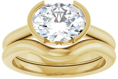 Sužadėtuvių Žiedas „Half-Bezel Solitaire“ 14k yellow gold Oval 9mm x 7mm (8)