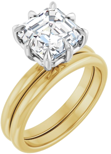 Sužadėtuvių Žiedas „Claw-Prong“ 18k yellow/white gold Asscher 8mm (6)