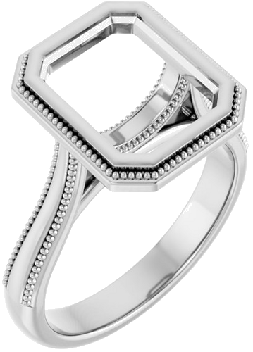 Sužadėtuvių Žiedas „Solitaire“ 585 Baltojo Aukso Emerald 10mm x 8mm (1)