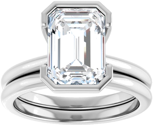 Sužadėtuvių Žiedas „Half-Bezel“ 14k white gold Emerald 10mm x 7mm (7)