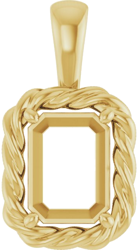 Pakabukas „Rope Solitaire Charm“ 14k yellow gold Emerald 8mm x 6mm (1)