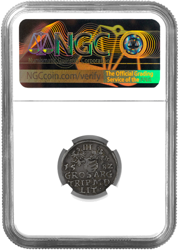 3 skaisti 1582. gada Lietuvas sidabru monēta XF 45 (sertificēta ar NGC) (2)