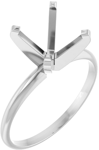 14K White 6.5 x 6.5 mm Square Ultra-Lightweight Solitaire Engagement Ring Mounting (1)