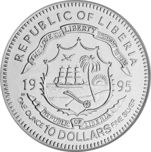 1995 Liberija Generolas Džordžas Patonas sidabrinė moneta (2)