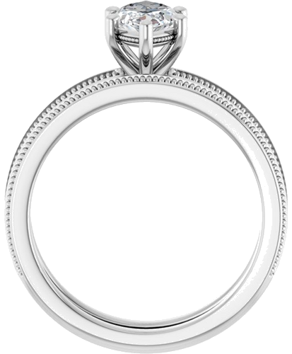 Sužadėtuvių Žiedas „Solitaire Milgrain“ 14k white gold Marquise 10mm x 5mm (7)