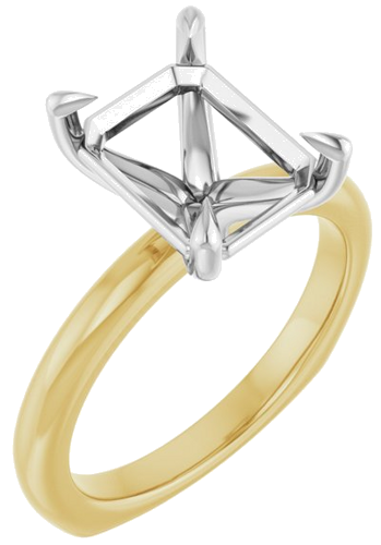 Sužadėtuvių Žiedas „Claw-Prong Euro Shank“ 14k yellow/white gold Emerald 10mm x 8mm (1)