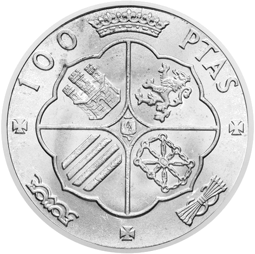 1966 Franko Franko Spānija 100 pesetu sudraba monēta (1)