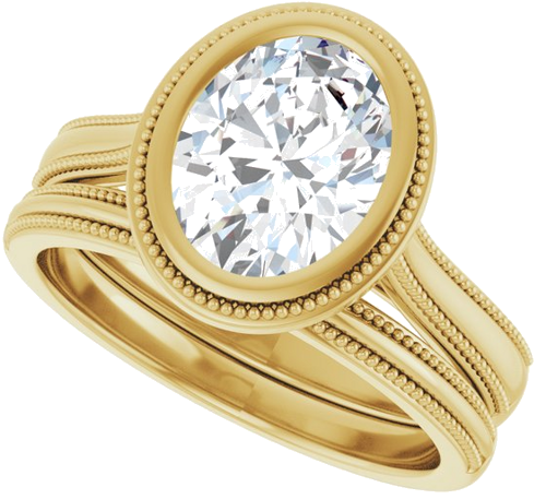 14K Yellow 9x7 mm Oval Solitaire Engagement Ring Mounting (10)