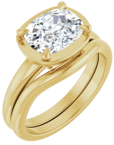 Sužadėtuvių Žiedas „Claw-Prong Solitaire Bezel-Style“ 14k yellow gold Elongated Cushion 9mm x 7mm (6)