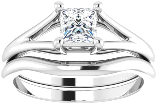 14K White 4.5 mm Square 4-Prong Cathedral Split Shank Engagement Ring Mounting (8)