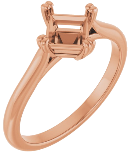 Sužadėtuvių Žiedas „Double Claw-Prong Solitaire“ 10k rose gold Square 5mm (1)