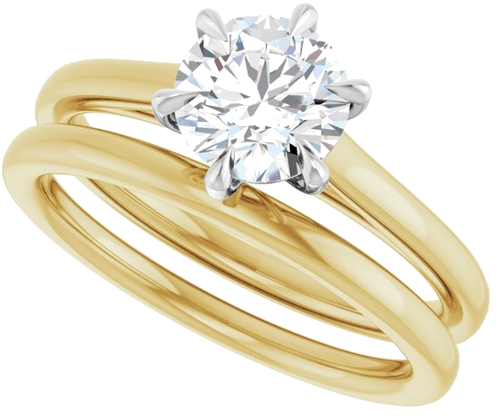 Sužadėtuvių Žiedas „Claw-Pong“ 14k yellow/white gold Round 6.5mm (10)