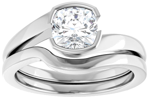 Sužadėtuvių Žiedas „Half-Bezel Solitaire“ 950 Platinos Cushion 6mm (8)