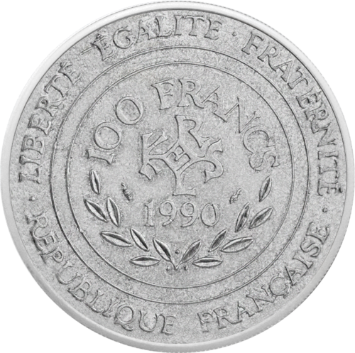 100 Francs Charlemagne 1990 France Silver Coin (2)