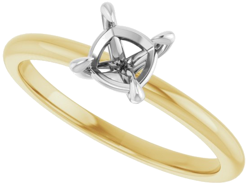 Sužadėtuvių Žiedas „Solitaire“ 14k yellow/white gold Cushion 5mm (5)