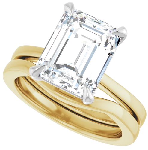 Sužadėtuvių Žiedas „Claw-Prong“ 14k yellow/white gold Emerald 10mm x 8mm (10)