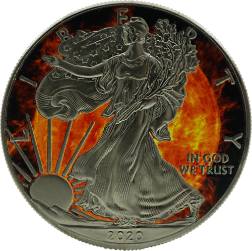 1 oz American Eagle Fire Element (Art of Color collection) colored 1 dollar silver coin (1)