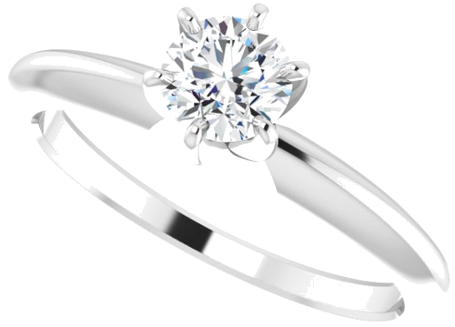 14K White 4.2-4.9 mm Round 6-Prong Comfort-Fit Solitaire Ring Mounting (10)