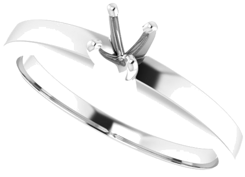 14K White 3.5-3.9 mm Round 4-Prong Solitaire Ring Mounting (5)