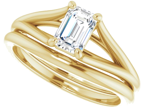 Sužadėtuvių Žiedas „Solitaire“ 585 Geltonojo Aukso Emerald 6mm x 4mm (10)