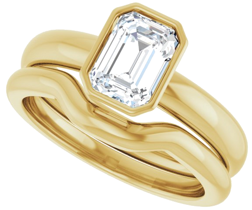 Sužadėtuvių Žiedas „Bezel-Set Solitaire“ 18k yellow gold Emerald 7mm x 5mm (10)