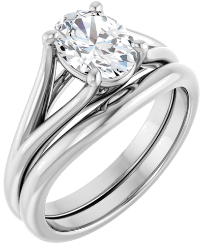 Sužadėtuvių Žiedas „Solitaire“ 585 Baltojo Aukso Oval 8mm x 6mm (6)