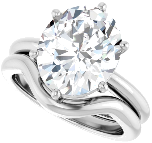 Sužadėtuvių Žiedas 14k white gold Oval 12mm x 10mm (10)