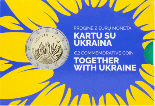 2023 Литва Вместе с Украиной монета 2 евро BU в карточке (1)