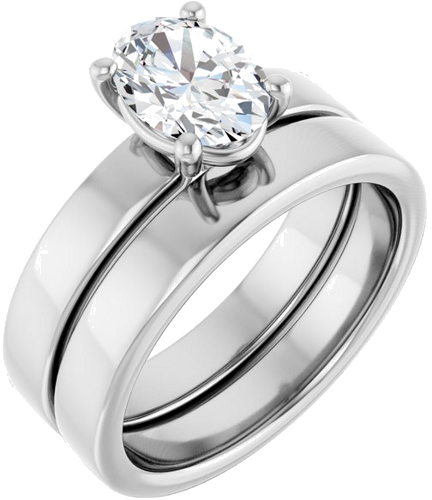 Sužadėtuvių Žiedas „Solitaire“ 10k white gold Oval 8mm x 6mm (6)