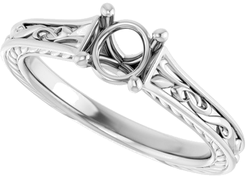 Sužadėtuvių Žiedas „Solitaire Scroll“ 14k white gold Round 5.5mm (5)