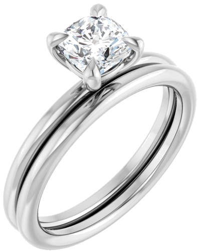 Sužadėtuvių Žiedas „Claw-Prong Solitaire“ 10k white gold Cushion 5.5mm (6)
