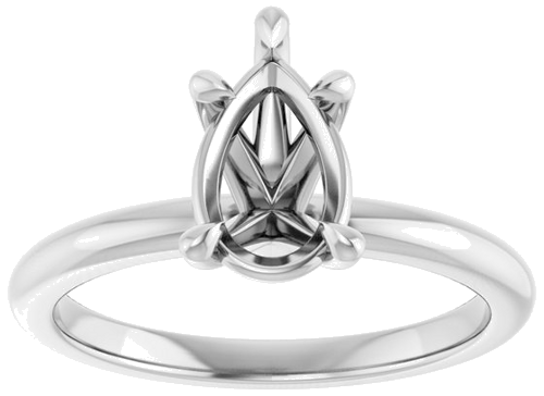 14K White 9x6 mm Pear Solitaire Engagement Ring Mounting (3)