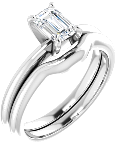 Sužadėtuvių Žiedas „Solitaire“ 950 Platinos Emerald 6mm x 4mm (6)