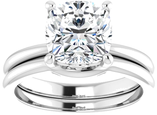 14K White 8 mm Cushion Solitaire Engagement Ring Mounting (8)