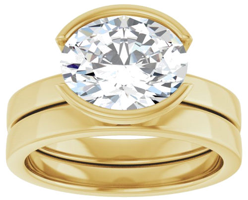 Sužadėtuvių Žiedas „Half-Bezel Solitaire“ 14k yellow gold Oval 10mm x 8mm (8)