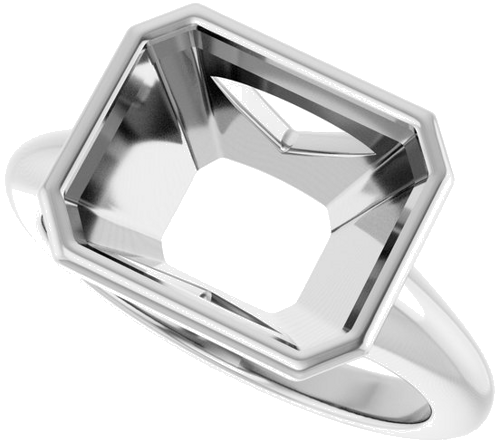 Sužadėtuvių Žiedas „Bezel-Set Solitaire“ 14k white gold Emerald 11mm x 9mm (5)