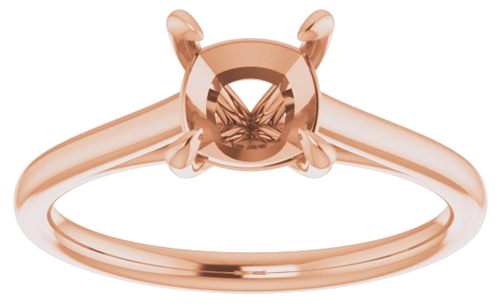 14K Rose  6 mm Cushion Solitaire Engagement Ring Mounting (3)
