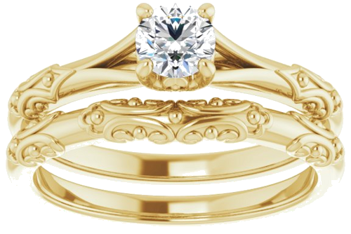 Sužadėtuvių Žiedas „Solitaire Sculptural“ 10k yellow gold Round 4.4mm (8)