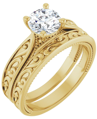 Sužadėtuvių Žiedas „Solitaire Vintage-Inspired“ 14k yellow gold Round 6.5mm (6)