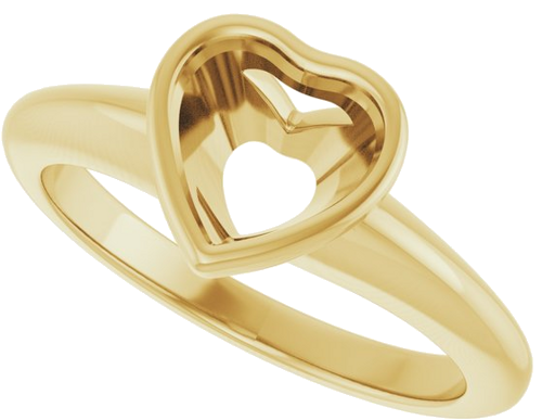 Sužadėtuvių Žiedas „Bezel-Set Solitaire“ 14k yellow gold Heart 7mm (5)