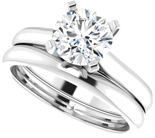 Sužadėtuvių Žiedas „Solitaire“ 585 Baltojo Aukso Round 7mm (9)